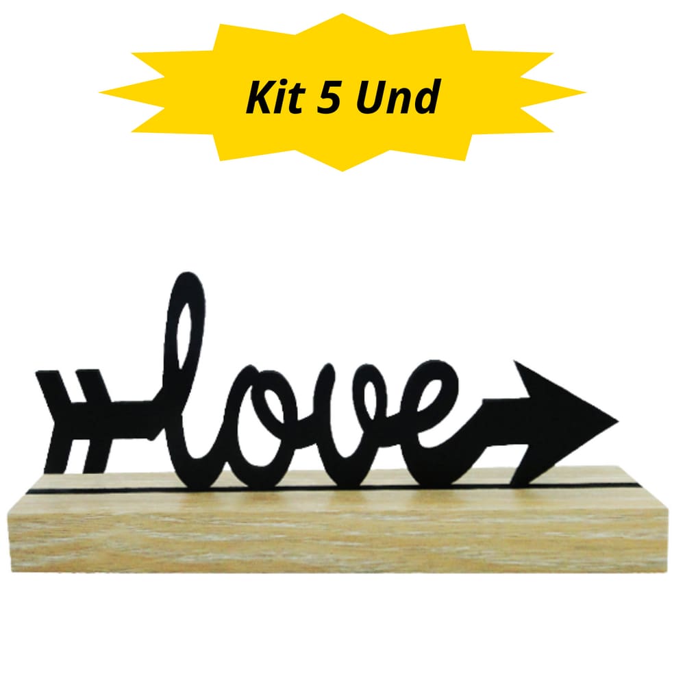 Kit 5 und - Enfeite de Mesa - Love - Base de Madeira