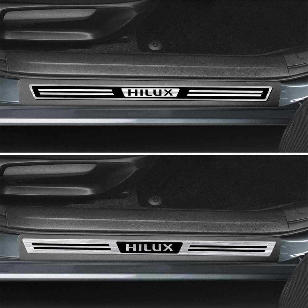 Jogo Soleira Premium Elegance Toyota Hilux 4 Portas 2006 2007 2008 2009 2010 2011 2012 2013 2014 2015 - 4 Portas ( Vinil + Resinada 8 Peças )