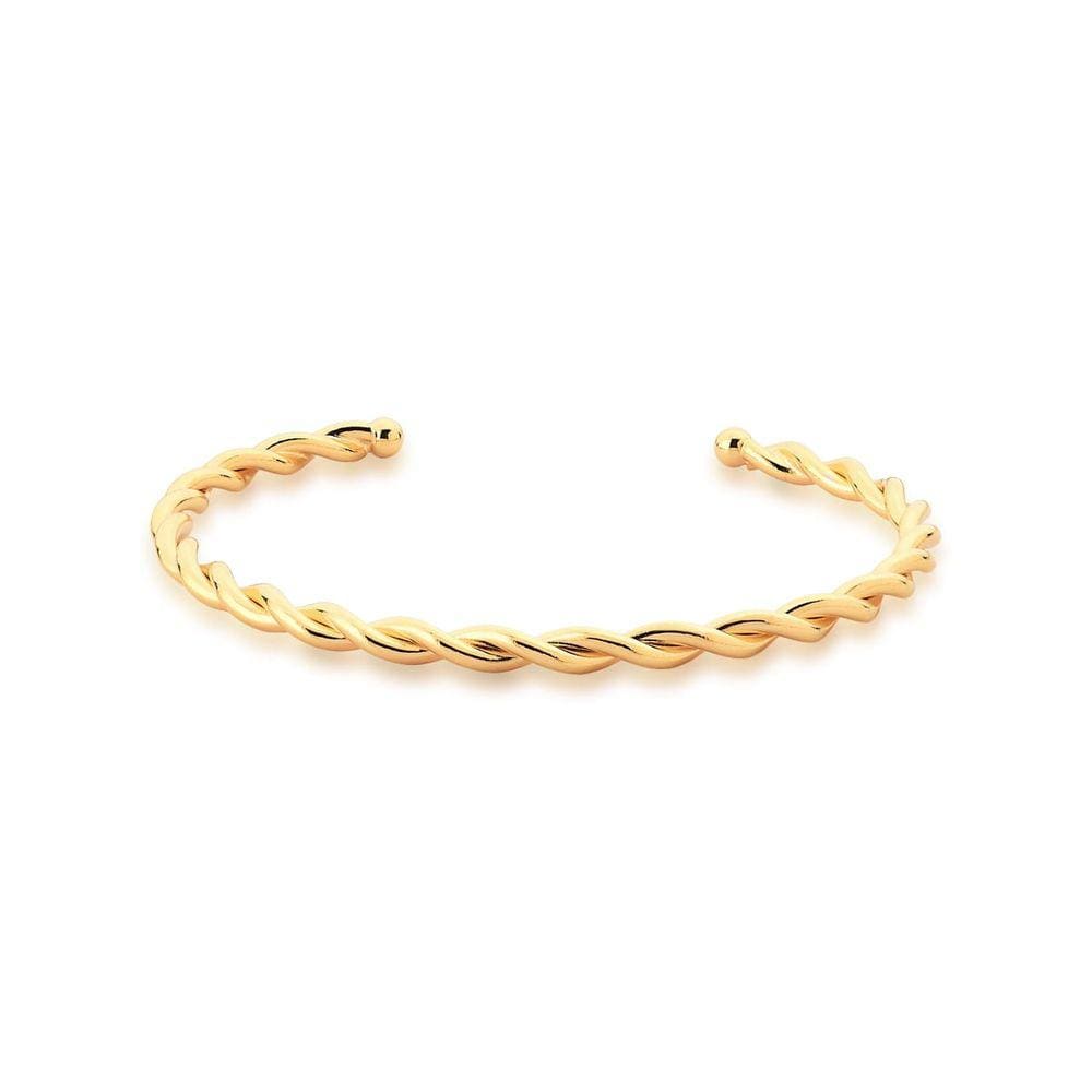 Bracelete trançado e liso banhado a ouro-Zarpellon