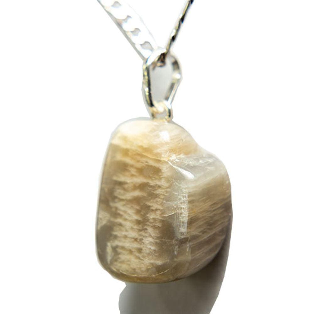 Colar Pedrinha Pedra Da Lua Natural Montagem Pino Prata 950