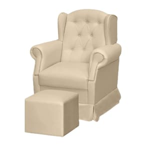 Poltrona de Amamentação Leticia Com Puff Reto Maternidade Corino Bg - Phoenix Baby
