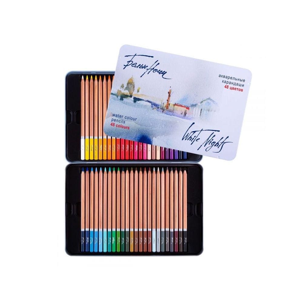 Lapis de Cor Aquarelavel White Nights 48 Cores Estojo Metal