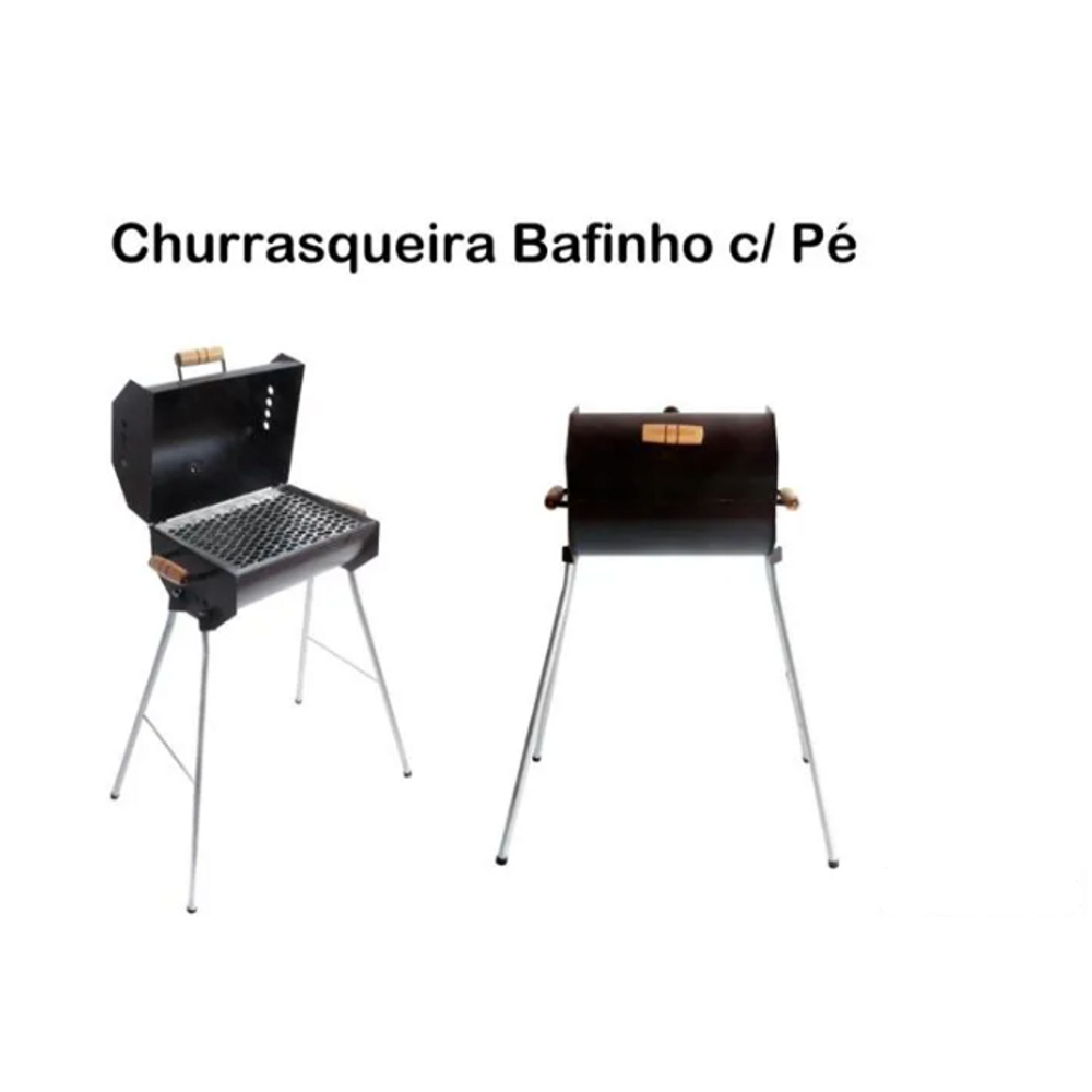 Churrasqueira Bafinho Com Pé Pequena Mini Botijão - Preta