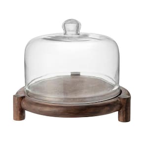 Prato para Bolo com Tampa Home Style Rustic Wood 26 cm