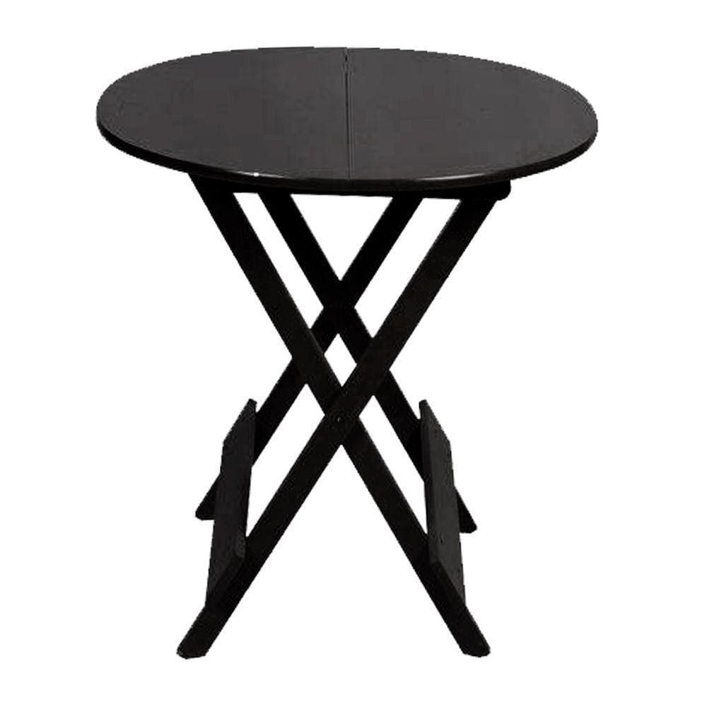 Mesa Para Açaí Dobravel De Madeira 60 Redonda - Preto - Preto