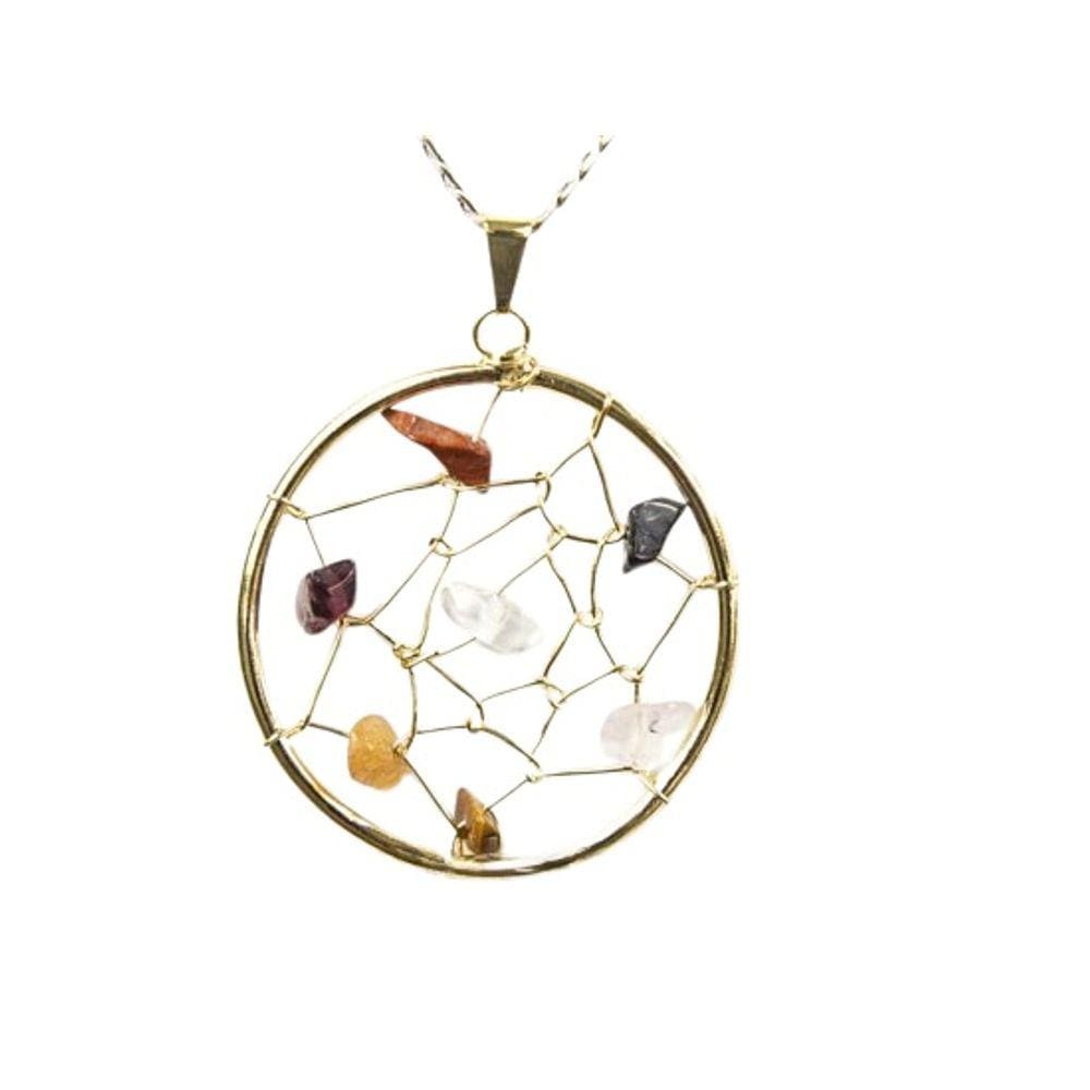 Pingente Filtro dos Sonhos Pedras Mistas DOURADO 120314
