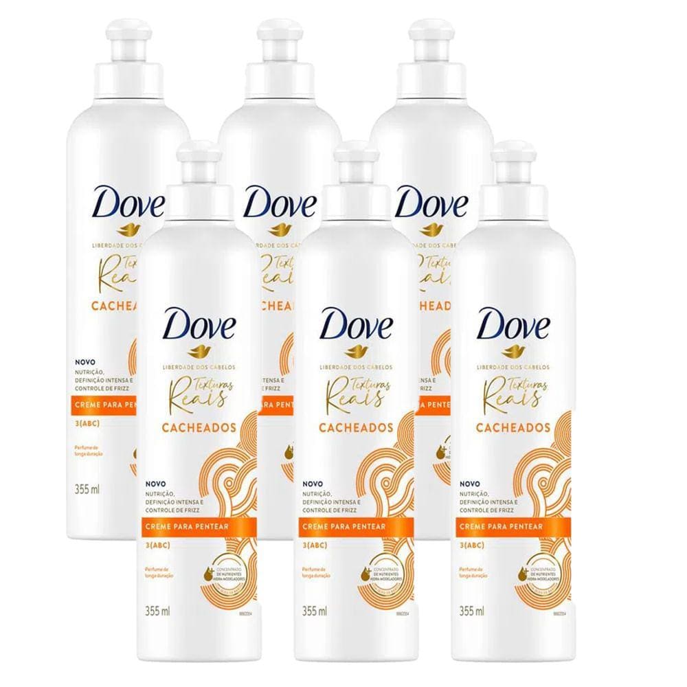 Kit 6 Cremes Para Pentear Dove Texturas Reais Cacheados 355ml