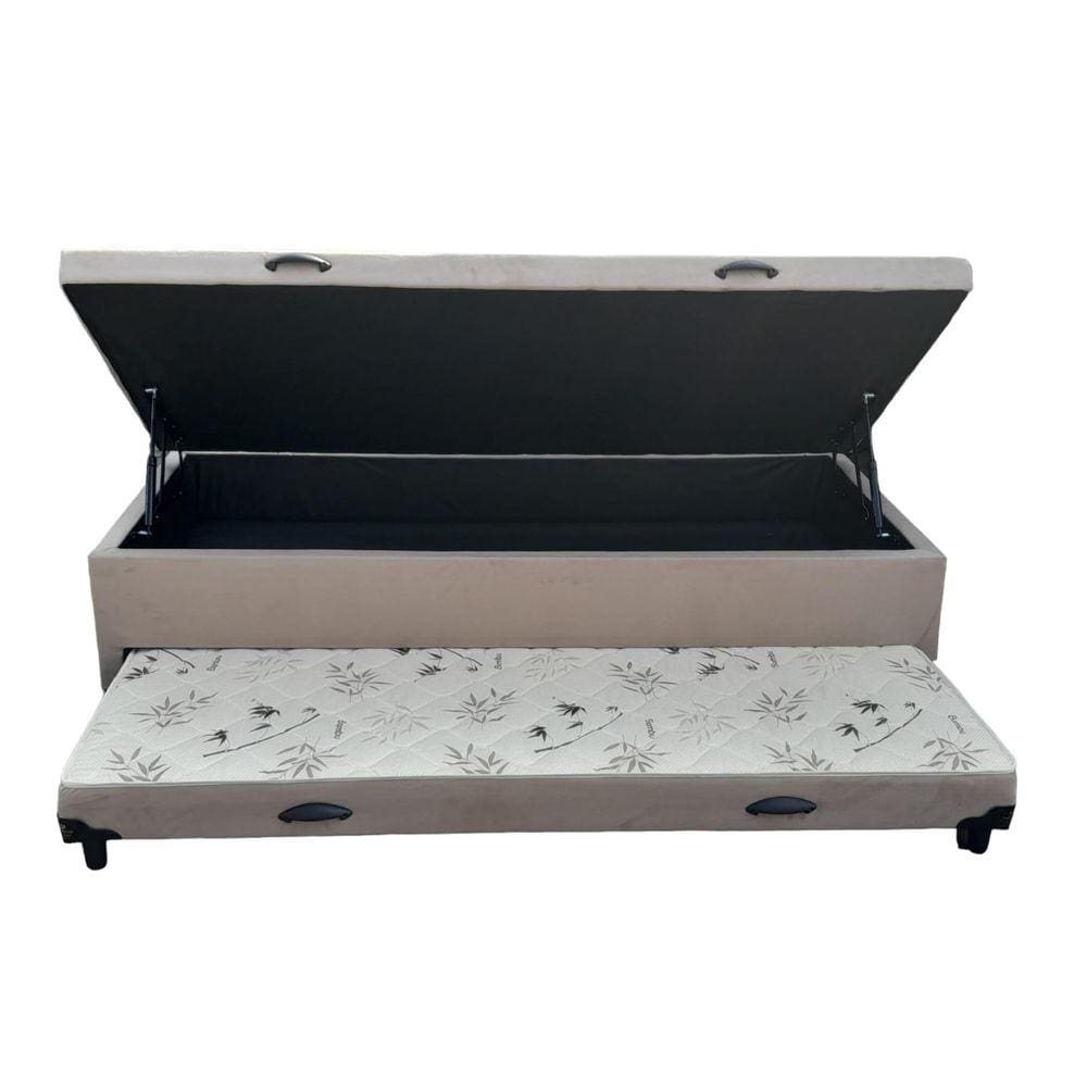 Triplex Suede Bege com Pistão a gás