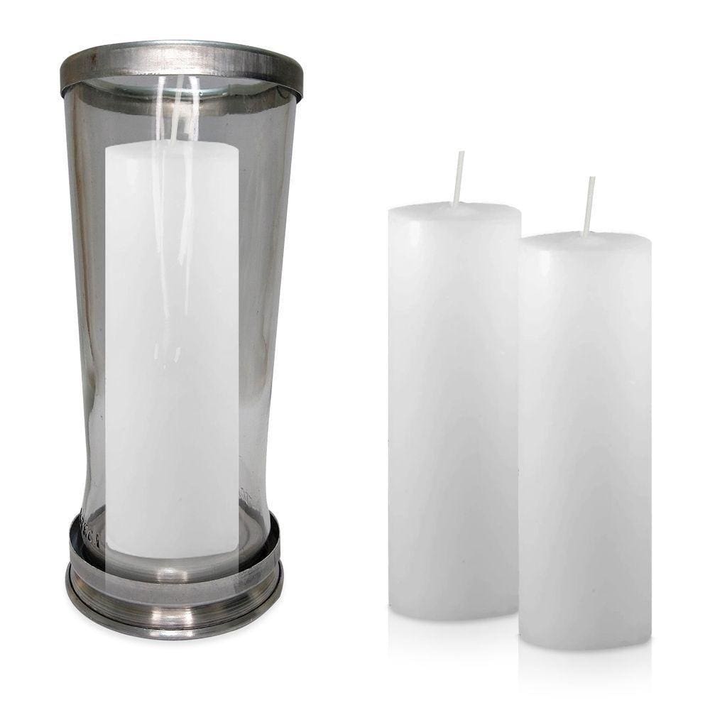 Kit Copo Suporte Vidro Para Vela + 3 Velas Votivas 7 Dias Branca 250g
