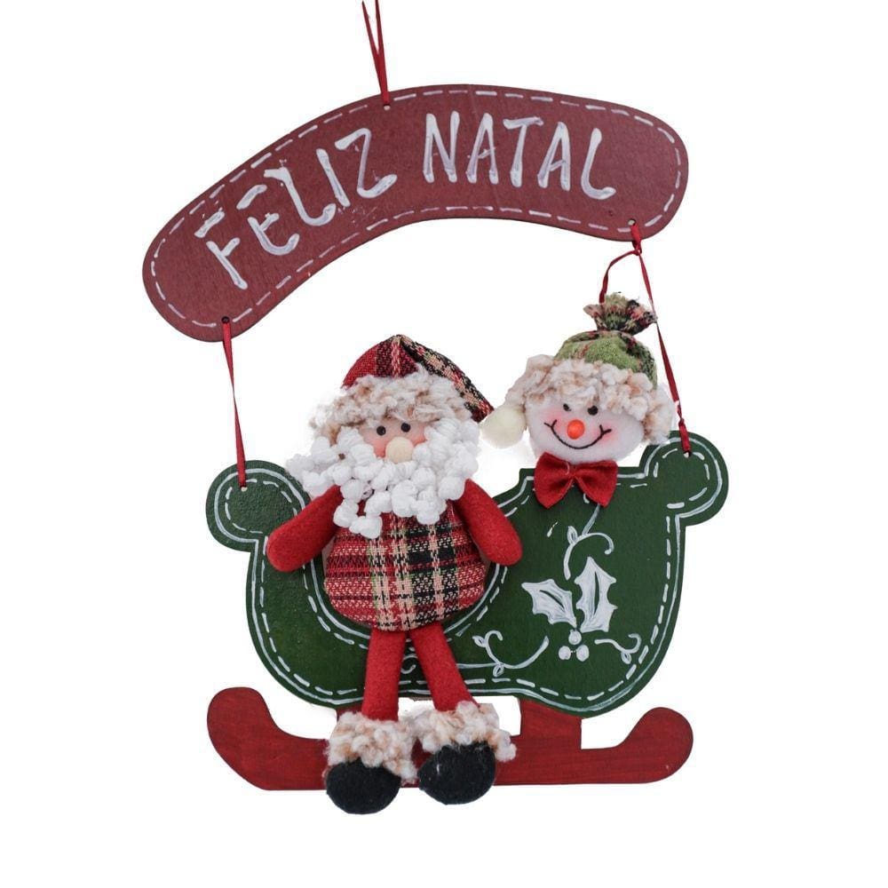 Placa Treno Noel Com Boneco Neve Scoth 30cm Magizi