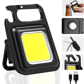 Mini Lanterna LED Recarregável USB Chaveiro Abridor Ímã