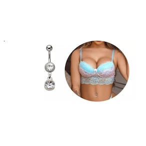 Piercing Umbigo Sexy Stras Prateado 6mm