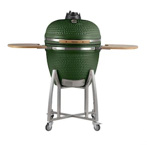 Churrasqueira Kamado Ultra Da Rasco Verde C/ Grelha Aço Inox, Suporte E Mesas. Serve Até 20 Pessoas Verde