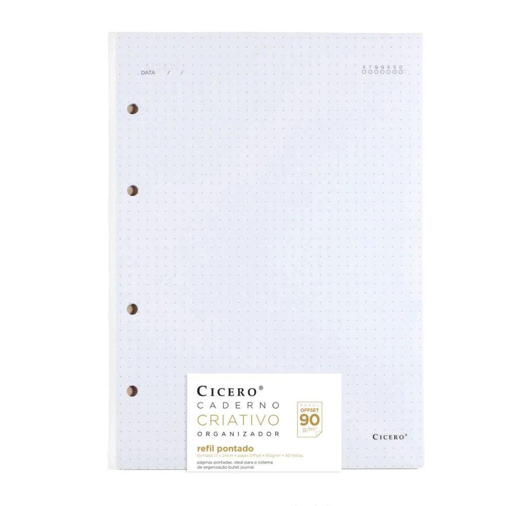 Refil Pontado Caderno Argolado Cicero Offset 90g 17x24cm 40Fls