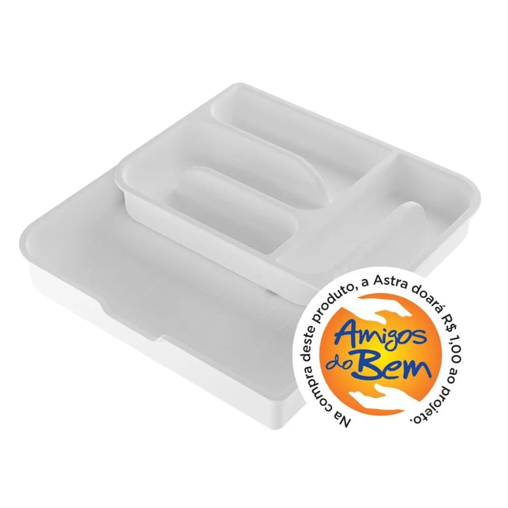 Organizador com Gaveta Extensível sem Tampa Astra Branco 1 OGE1/G*BR1