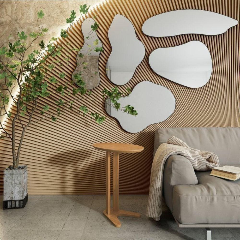 Kit 5 Espelhos Painel Decorativo Orgânico Preto