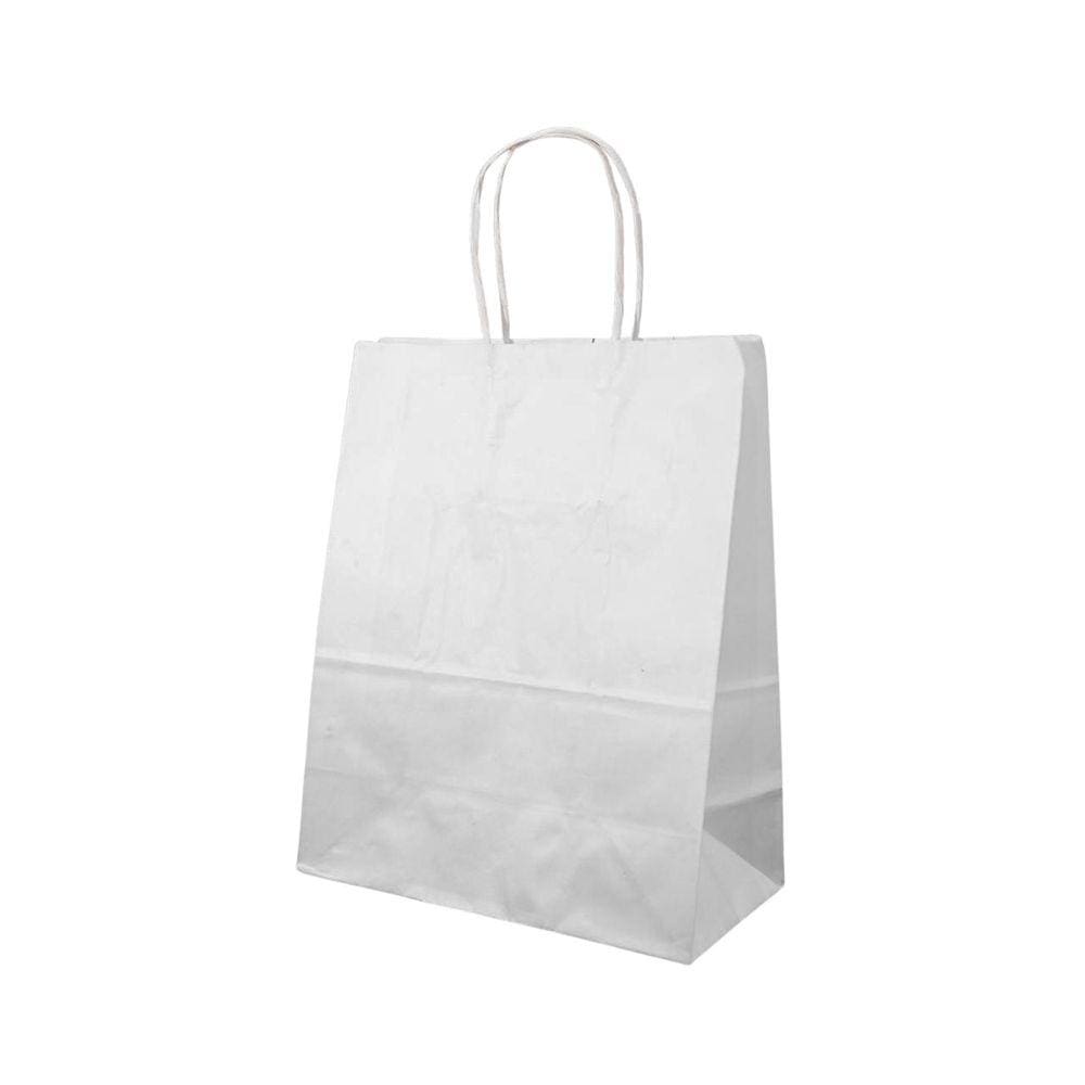 Sacola De Papel Kraft Branca G 23,5X10x31,5 C/ 30 Un.