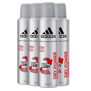 Kit 4 Desodorantes Aerosol Adidas Dry Power Masculino 150ml
