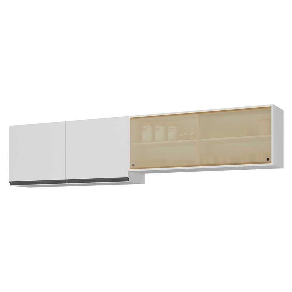 Kit 2 Armários De Cozinha Aéreos 4 Portas Veneza Multimóveis Mp2150 Branco/preto Branco/preto