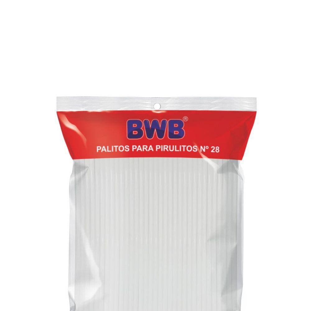Palito Plástico BWB Branco Para Pirulito N° 28cm C/ 50 Un. Bwb
