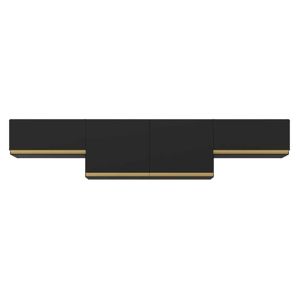 Kit 3 Armários De Cozinha Aéreos 4 Portas Veneza Multimóveis Mp2151 Preto/dourado Preto/dourado