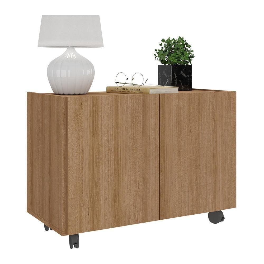 Mesa De Cabeceira Com Rodízios 2 Portas Multimóveis Mp4131 Rustic Rustic