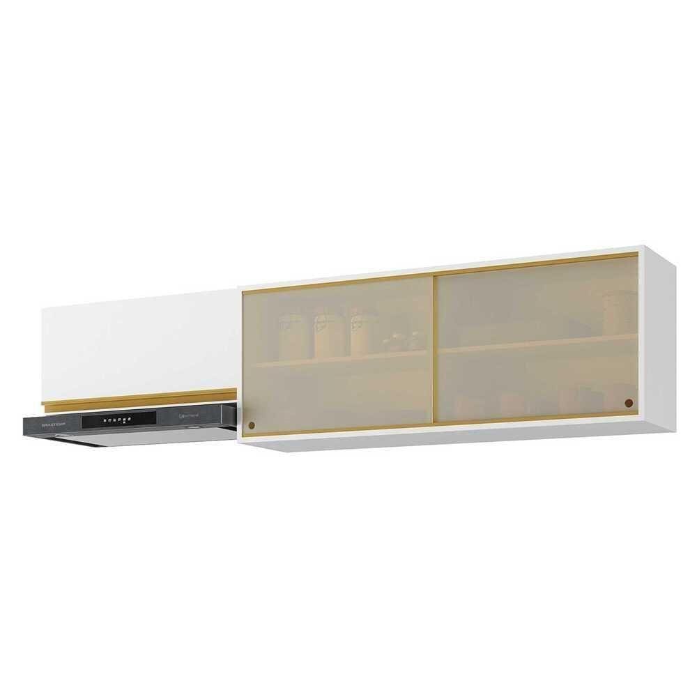 Kit 2 Armários De Cozinha Aéreos 3 Portas Veneza Multimóveis Mp2153 Branco/dourado Branco/dourado