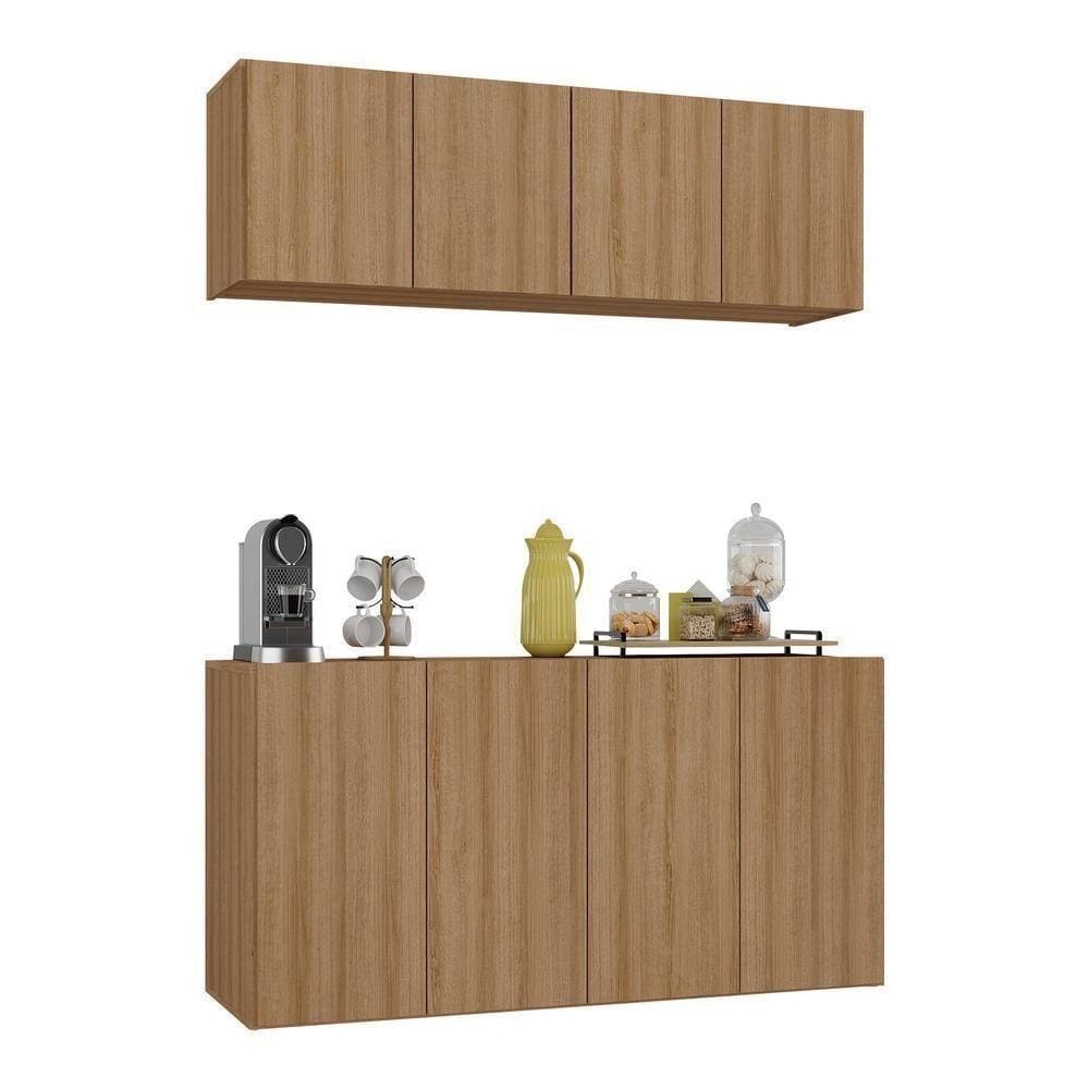 Kit Aparador Buffet Armário Aéreo Multimóveis Mp1074 Rustic