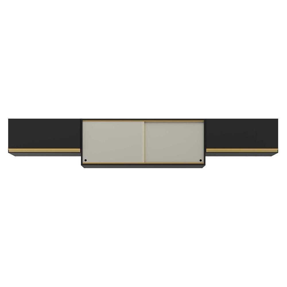 Kit 3 Armários De Cozinha Aéreos 4 Portas Veneza Multimóveis Mp2152 Preto/dourado Preto/dourado