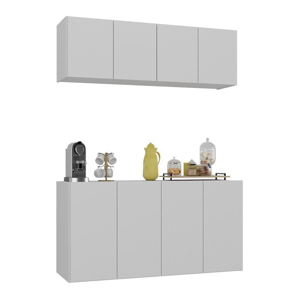 Kit Aparador Buffet Armário Aéreo Multimóveis Mp1074 Branco