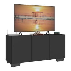 Rack Para Tv Até 32 Polegadas Com 3 Portas Multimóveis Mp1068 Preto/branco Preto/branco
