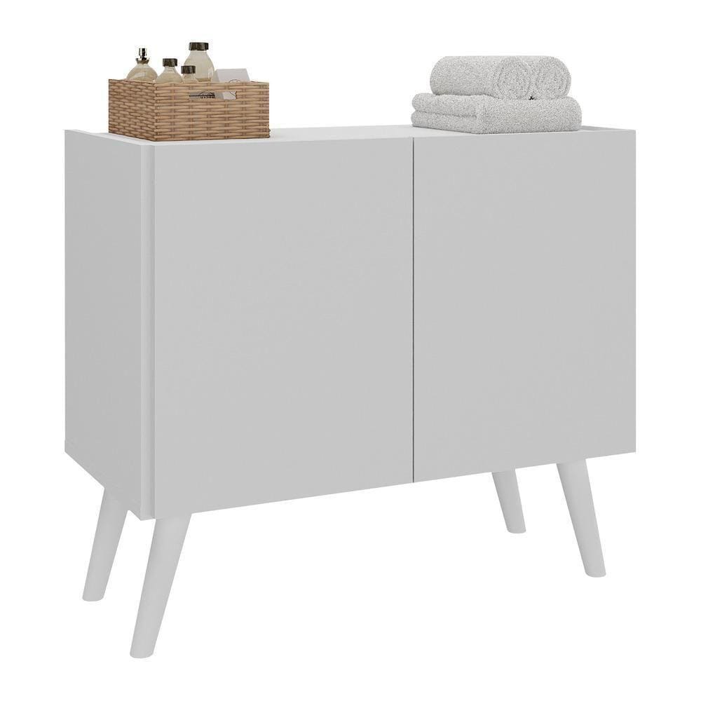 Gabinete Armário De Banheiro 62,5cm Retrô 2 Portas Multimóveis Mp5045 Branco Branco