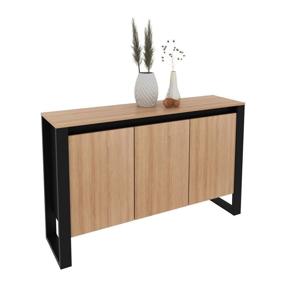 Balcão Escritório Com 3 Portas Multimóveis Cr25044 Amêndoa-preto