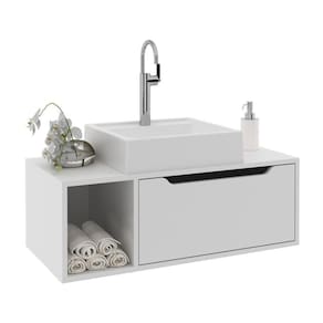 Gabinete Banheiro 80cm Com 1 Porta E Nicho Multimóveis Cr10122 Branco Branco