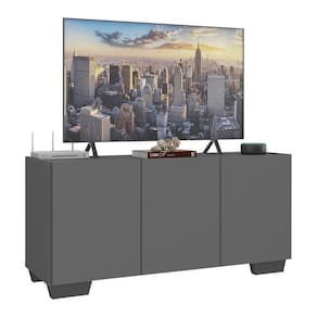 Rack Para Tv Até 32 Polegadas Com 3 Portas Multimóveis Mp1068 Grafite/preto Grafite/preto