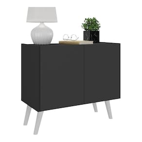 Mesa De Cabeceira Retrô 2 Portas Multimóveis Mp4133 Preta Preto