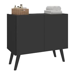Gabinete Armário De Banheiro 62,5cm Retrô 2 Portas Multimóveis Mp5045 Preto Preto