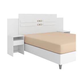 Cabeceira Casal 216cm Com 2 Mesas De Cabeceira Cr35184 Branco