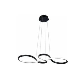Lustre Pendente Led Smd 40W Design Moderno Preto Luz 3Em1