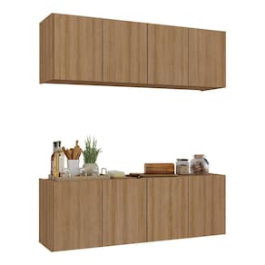 Kit Armário De Cozinha E Balcão 4 Portas Multimóveis Mp2161 Rustic Rustic