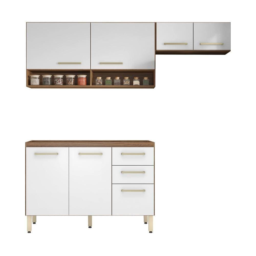 Armário De Cozinha Compacta Com Balcão Cr20235 Amêndola-branco