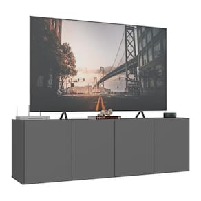 Rack Para Tv Até 50 Polegadas Com 4 Portas Suspenso Multimóveis Mp1070 Grafite Grafite