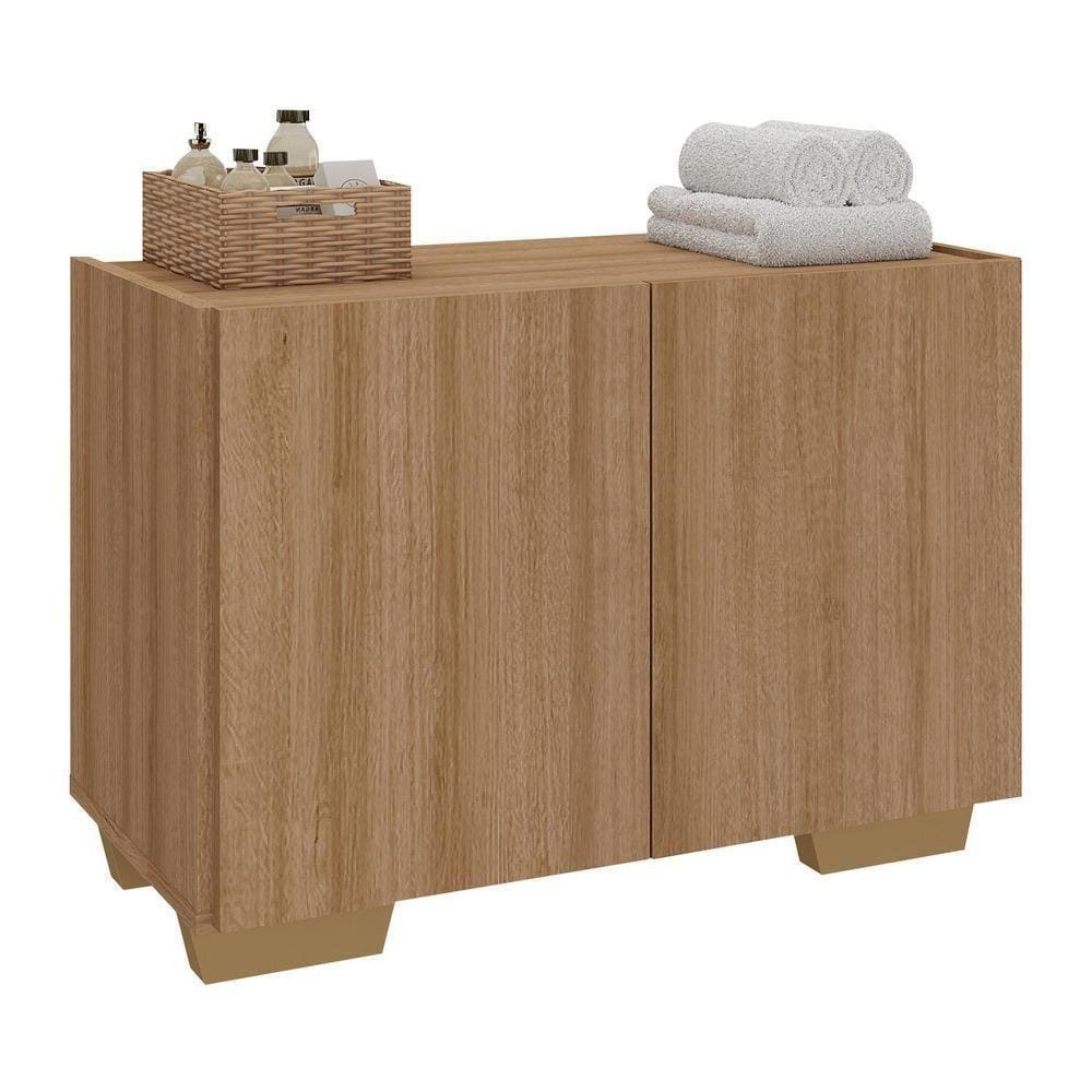 Gabinete Armário De Banheiro 62,5cm 2 Portas Com Pés Multimóveis Mp5046 Rustic/natural Rustic/natural
