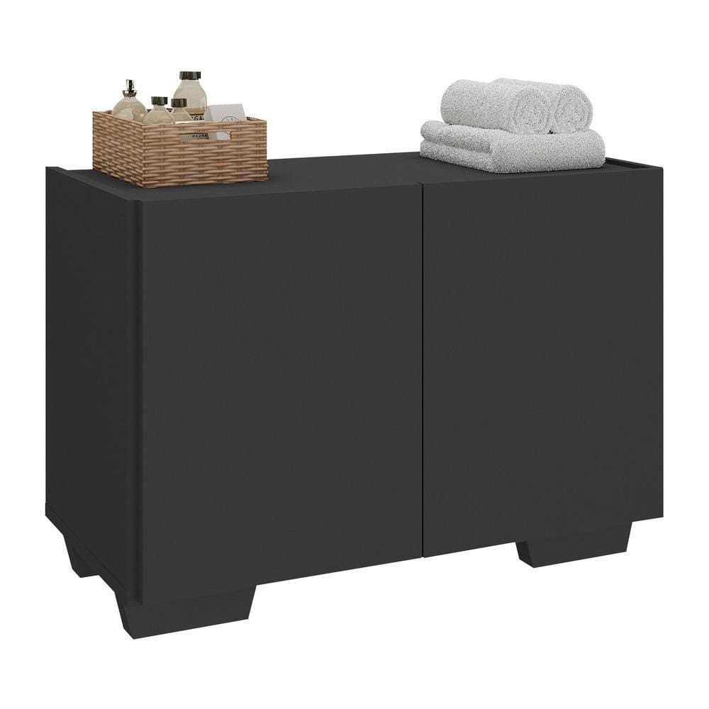Gabinete Armário De Banheiro 62,5cm 2 Portas Com Pés Multimóveis Mp5046 Preto Preto