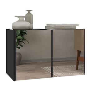 Aparador Buffet Suspenso Com Espelhos 2 Portas Multimóveis Mp8003 Preto Preto
