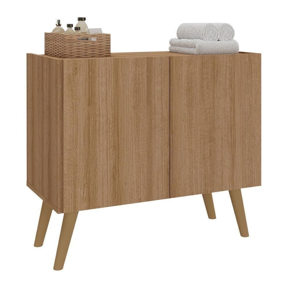 Gabinete Armário De Banheiro 62,5cm Retrô 2 Portas Multimóveis Mp5045 Rustic/natural Rustic/natural