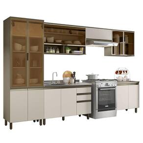 Cozinha Completa 6 Peças Connect com Cristaleira e Aéreo Vidro - Móveis Henn