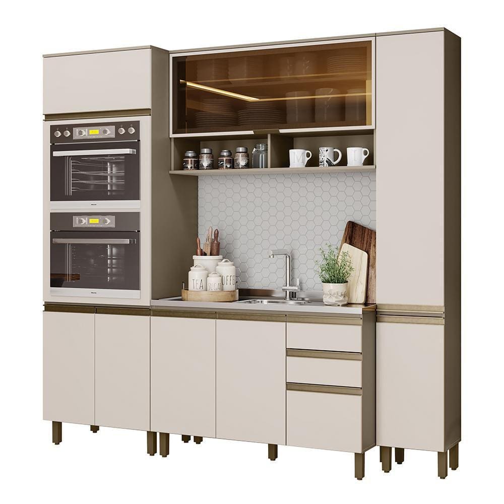 Cozinha Modulada Connect 4 Peças com Torre Quente 2 Fornos - Móveis Henn
