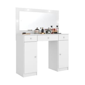 Penteadeira 2 Portas 3 Gavetas Com Espelho e Leds Cr35181 Branco