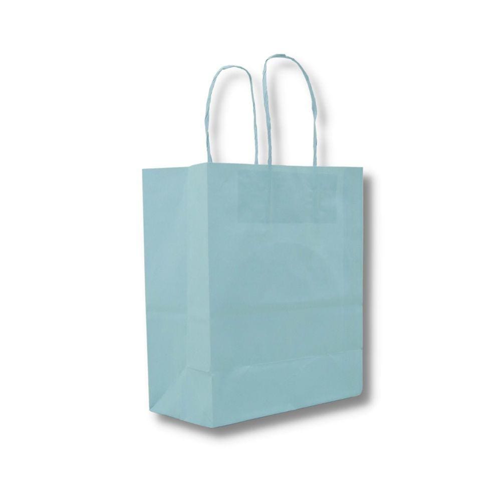 Sacola Kraft Azul Bebe  17,5X8,5X21,5Cm Com 10 Unidades.
